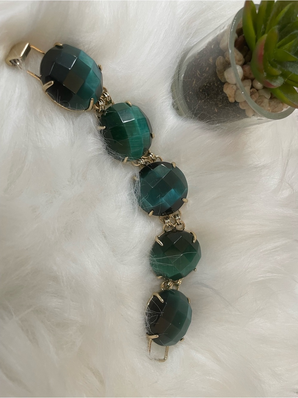 Kendra Scott Cassie Emerald Green Cats Eye Bracelet